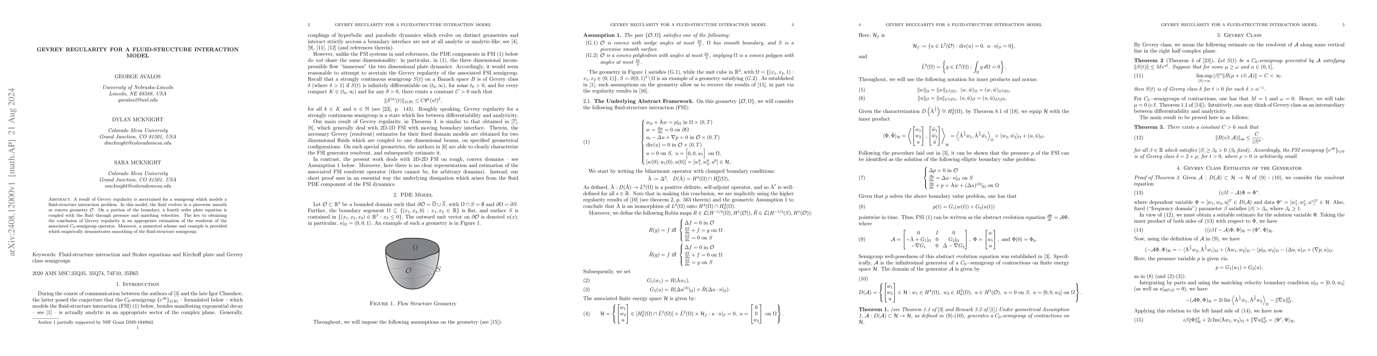Thumbnail for Gevrey Regularity for a Fluid-Structure Interaction Model