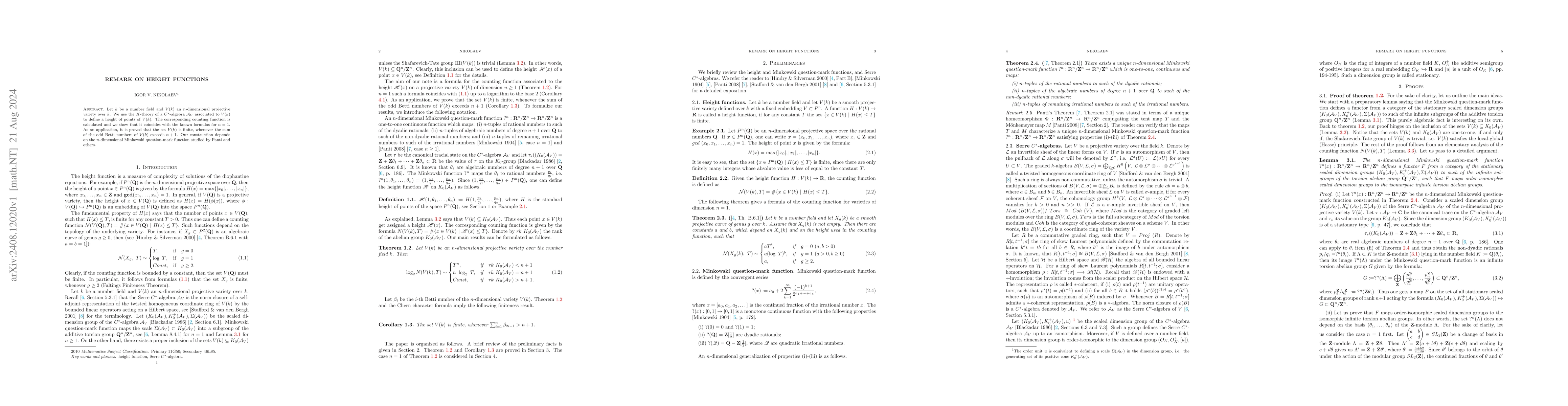Thumbnail for Remark on height functions