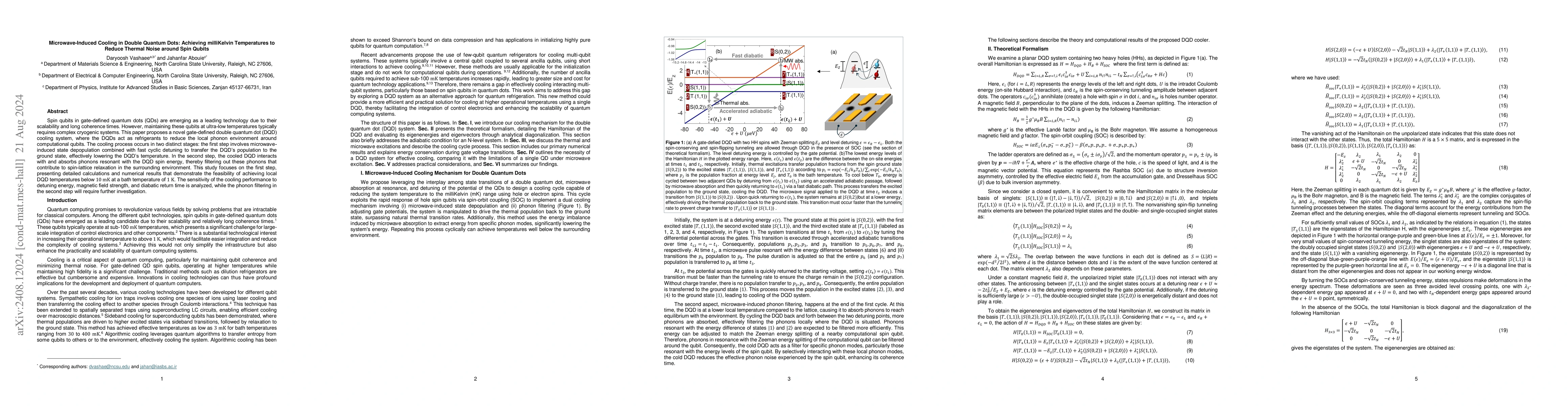 Thumbnail for Microwave-Induced Cooling in Double Quantum Dots: Achieving Millikelvin
  Temperatures to Reduce Thermal Noise around Spin Qubits
