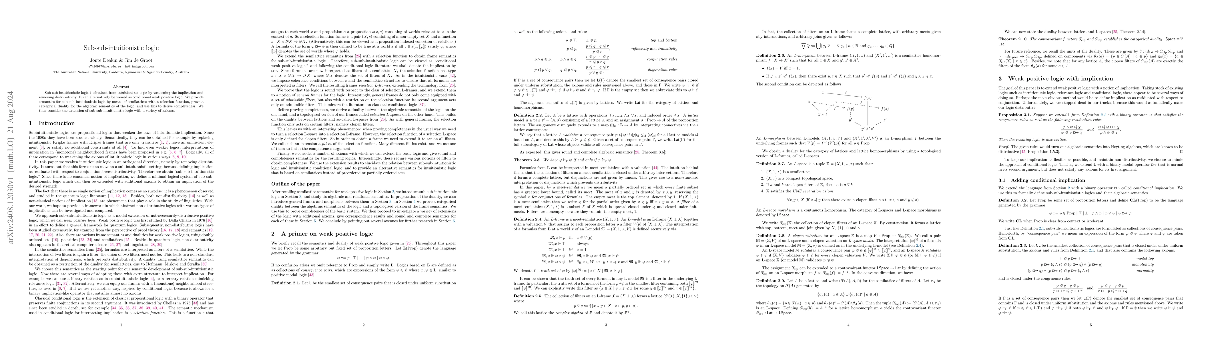 Thumbnail for Sub-sub-intuitionistic logic