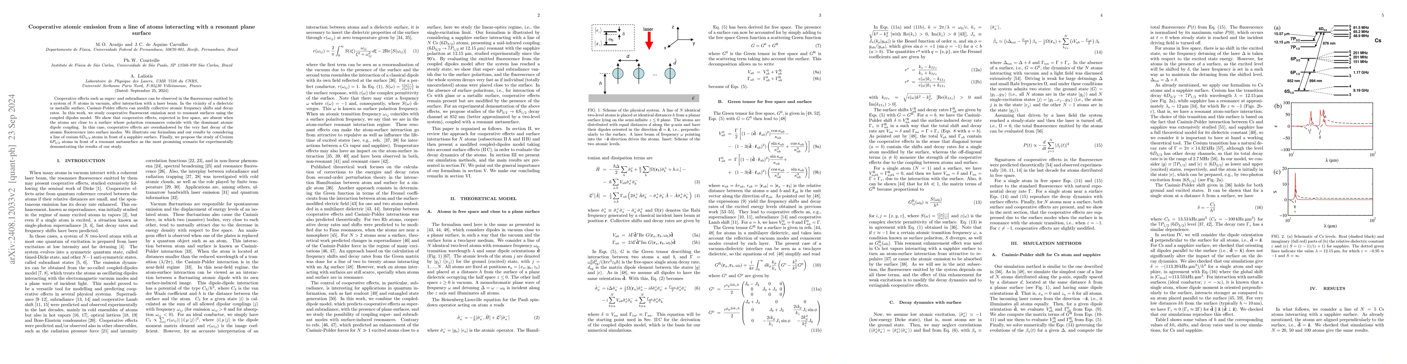 Thumbnail for Cooperative atomic emission from a line of atoms interacting with a
  resonant plane surface