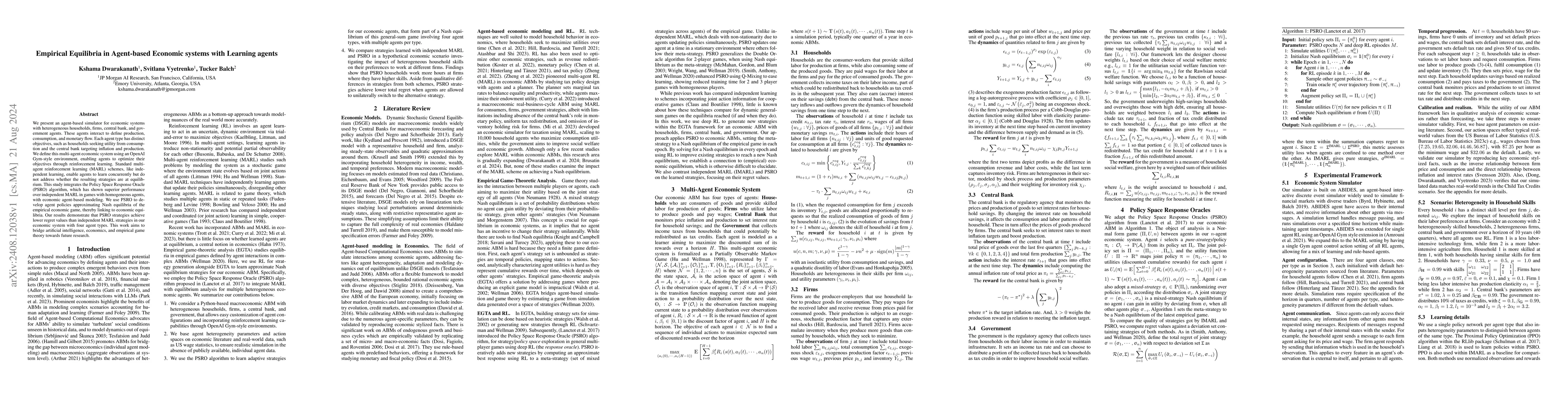 Thumbnail for Empirical Equilibria in Agent-based Economic systems with Learning
  agents