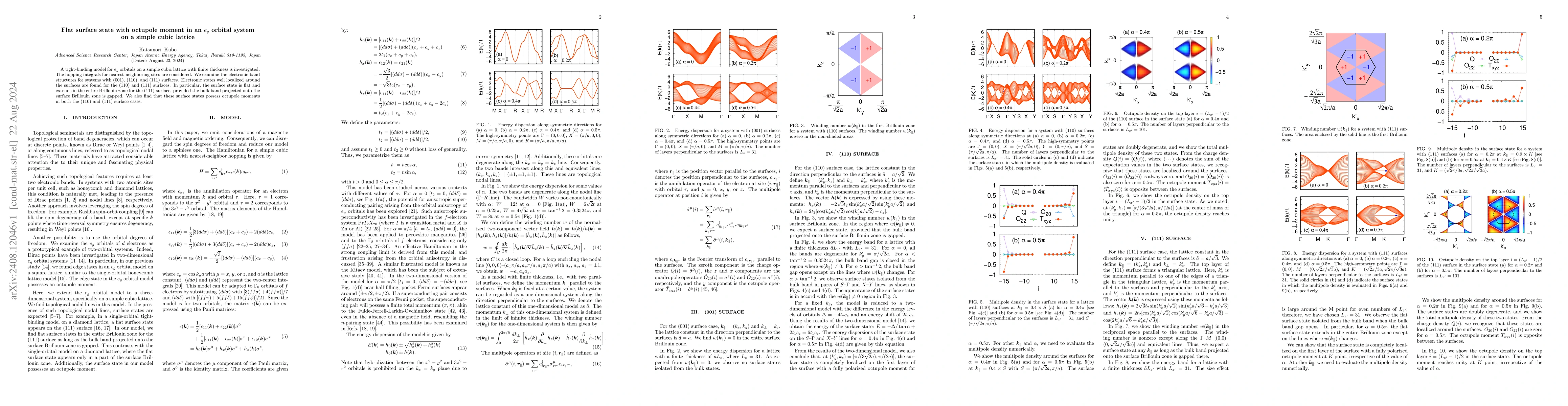 Thumbnail for Flat surface state with octupole moment in an $e_g$ orbital system on a
  simple cubic lattice