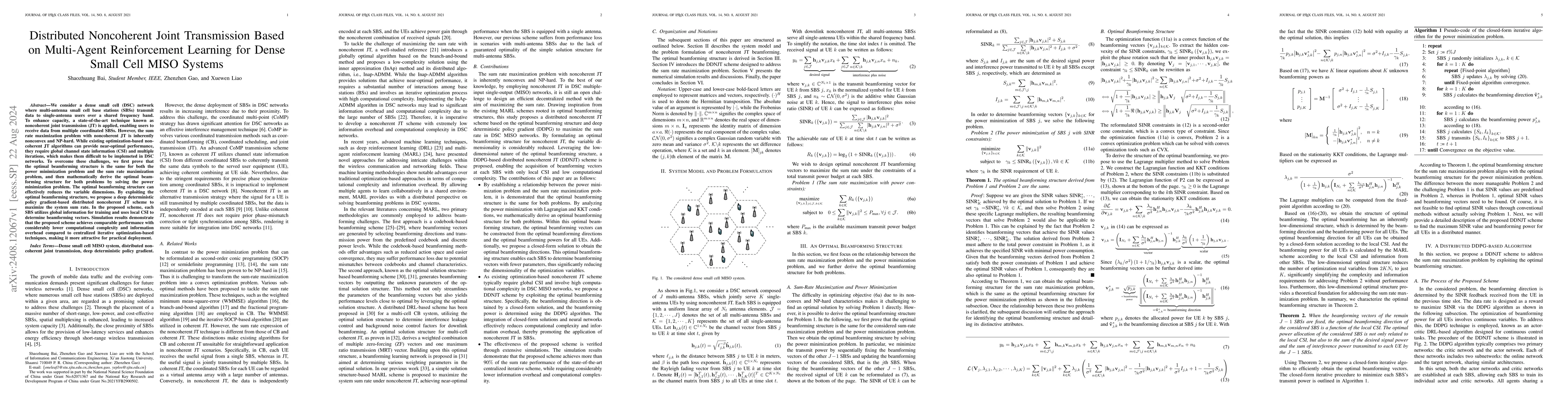 Thumbnail for Distributed Noncoherent Joint Transmission Based on Multi-Agent
  Reinforcement Learning for Dense Small Cell MISO Systems