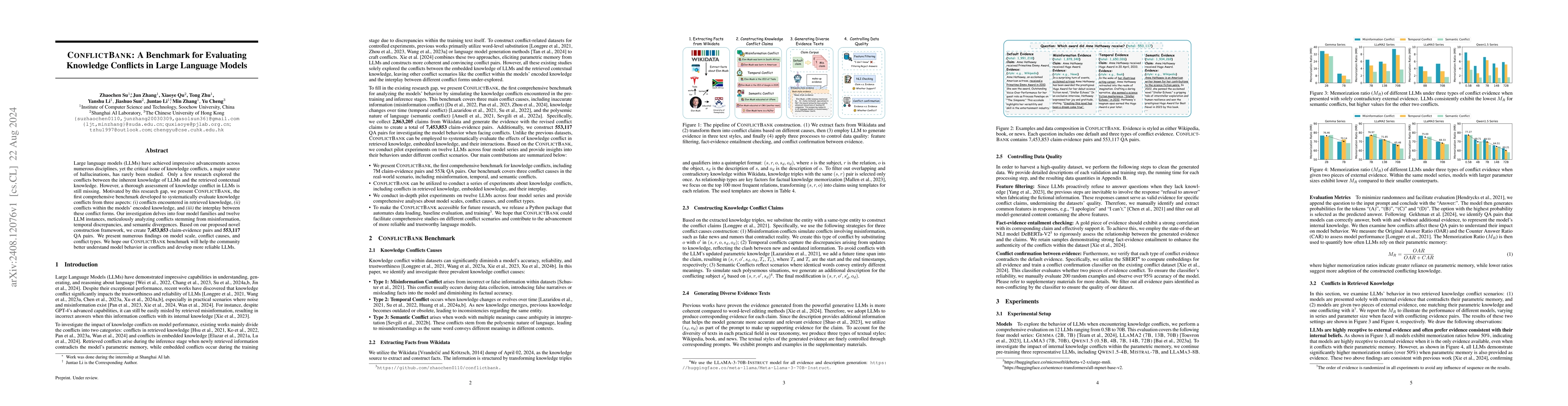 Thumbnail for ConflictBank: A Benchmark for Evaluating the Influence of Knowledge
  Conflicts in LLM