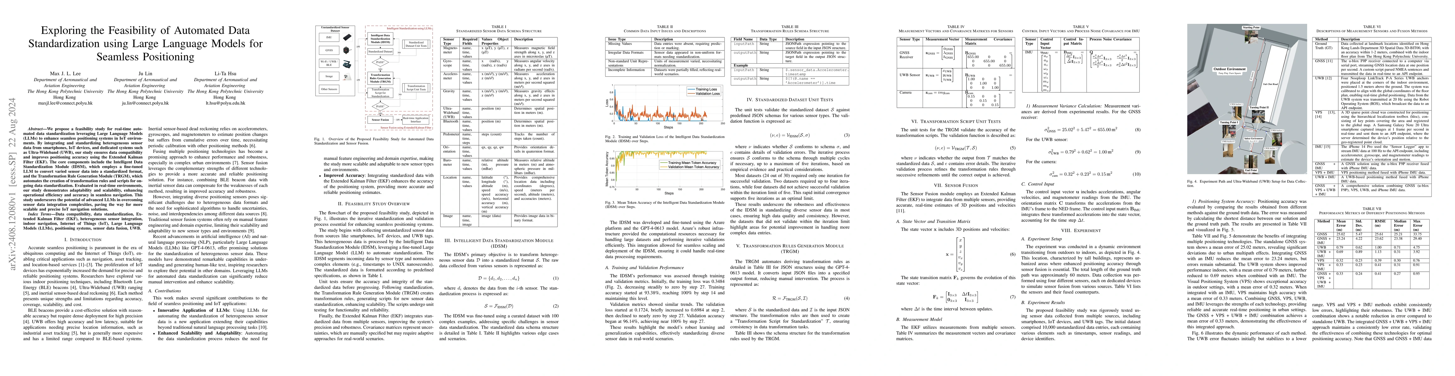 Thumbnail for Exploring the Feasibility of Automated Data Standardization using Large
  Language Models for Seamless Positioning