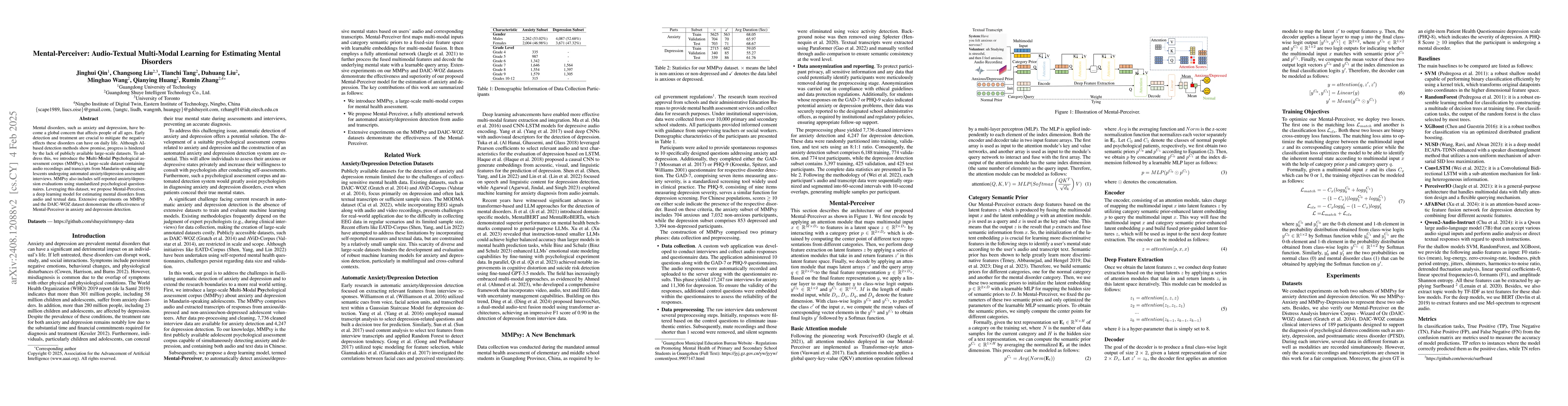 Thumbnail for Mental-Perceiver: Audio-Textual Multimodal Learning for Mental Health
  Assessment