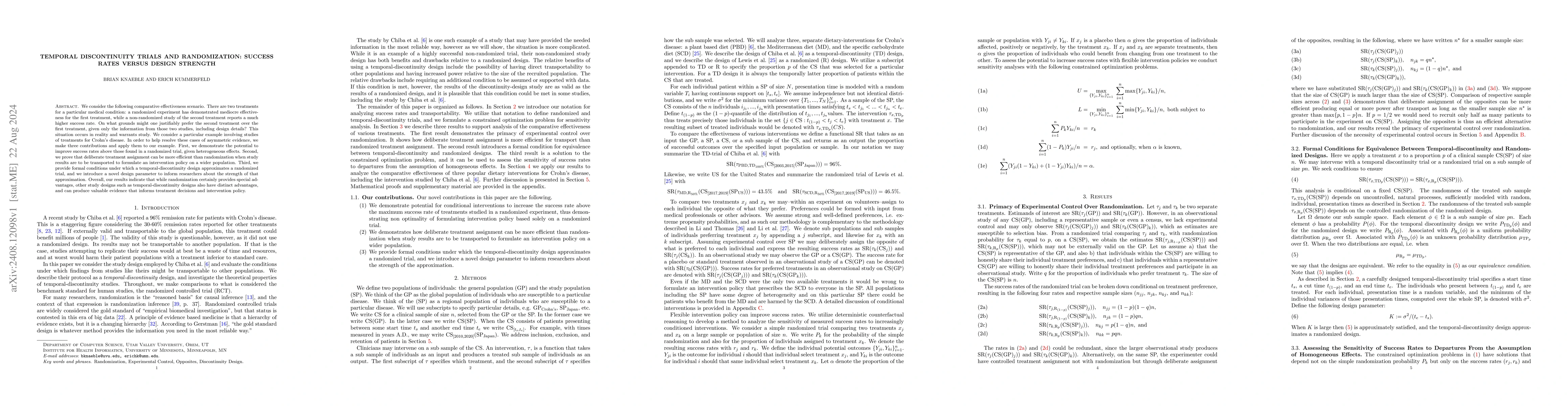 Thumbnail for Temporal discontinuity trials and randomization: success rates versus
  design strength