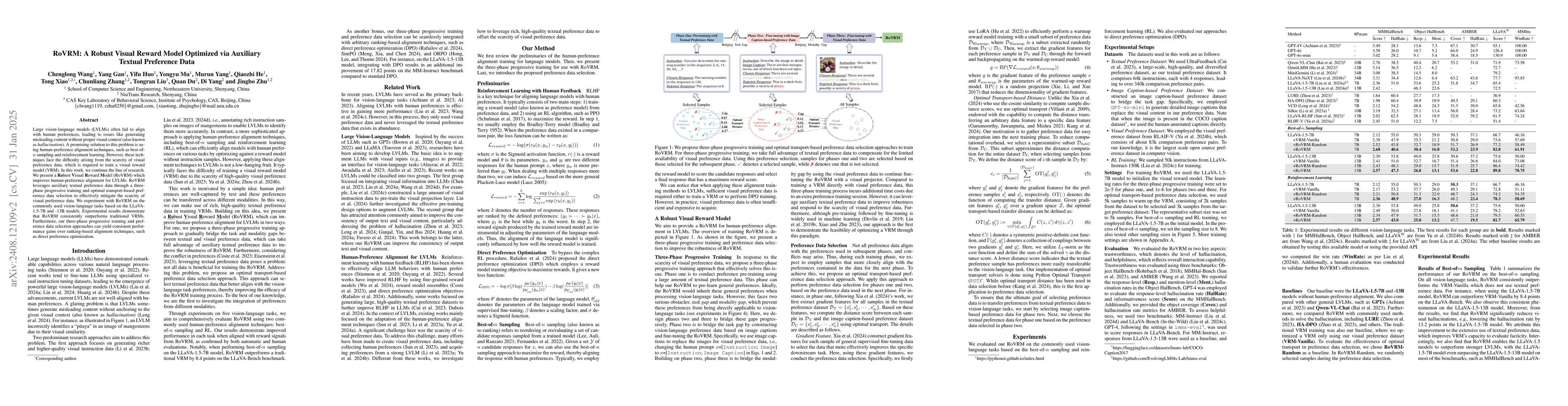 Thumbnail for RoVRM: A Robust Visual Reward Model Optimized via Auxiliary Textual
  Preference Data