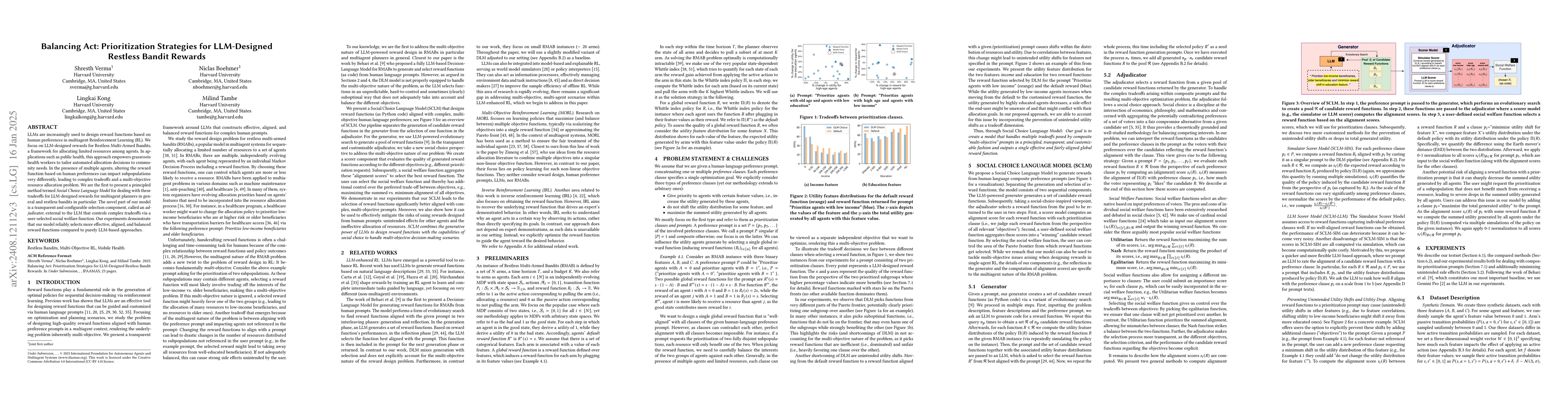 Thumbnail for Balancing Act: Prioritization Strategies for LLM-Designed Restless
  Bandit Rewards