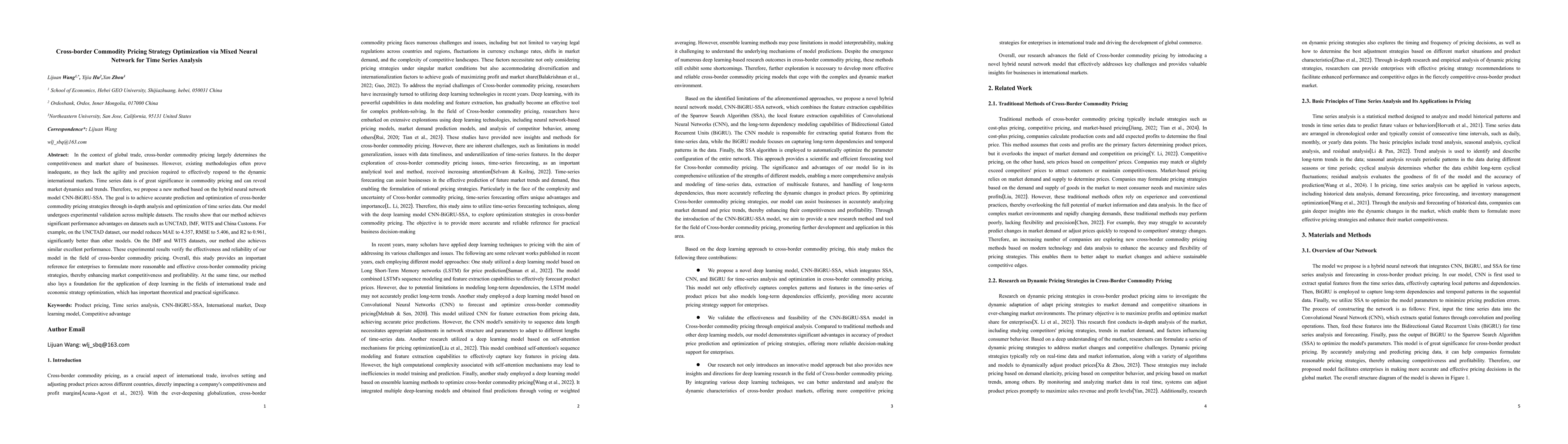 Thumbnail for Cross-border Commodity Pricing Strategy Optimization via Mixed Neural
  Network for Time Series Analysis