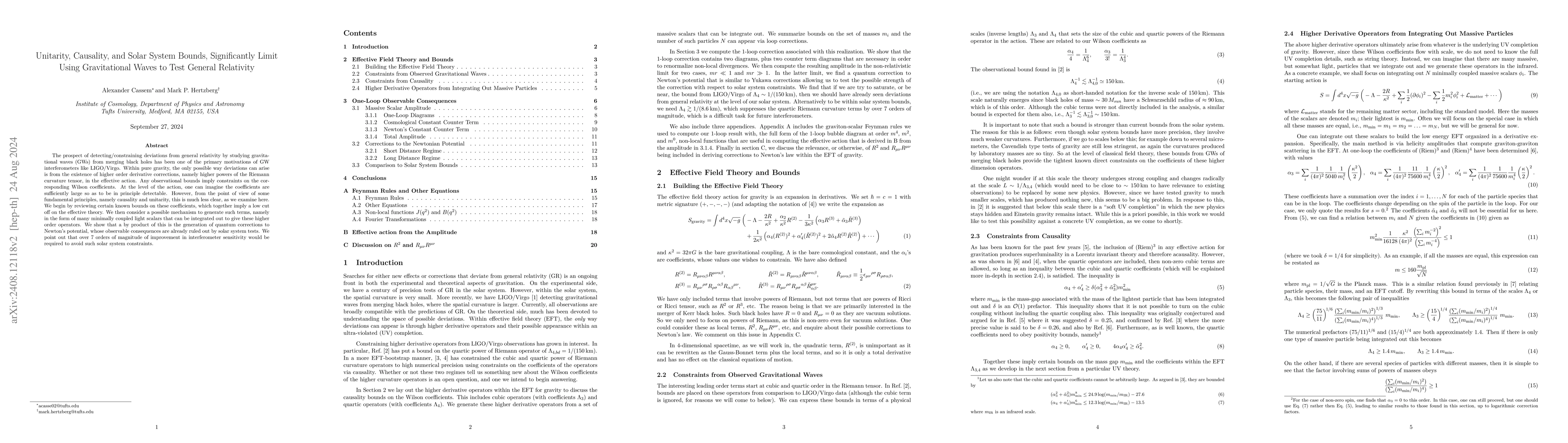 Thumbnail for Unitarity, Causality, and Solar System Bounds, Significantly Limit Using
  Gravitational Waves to Test General Relativity