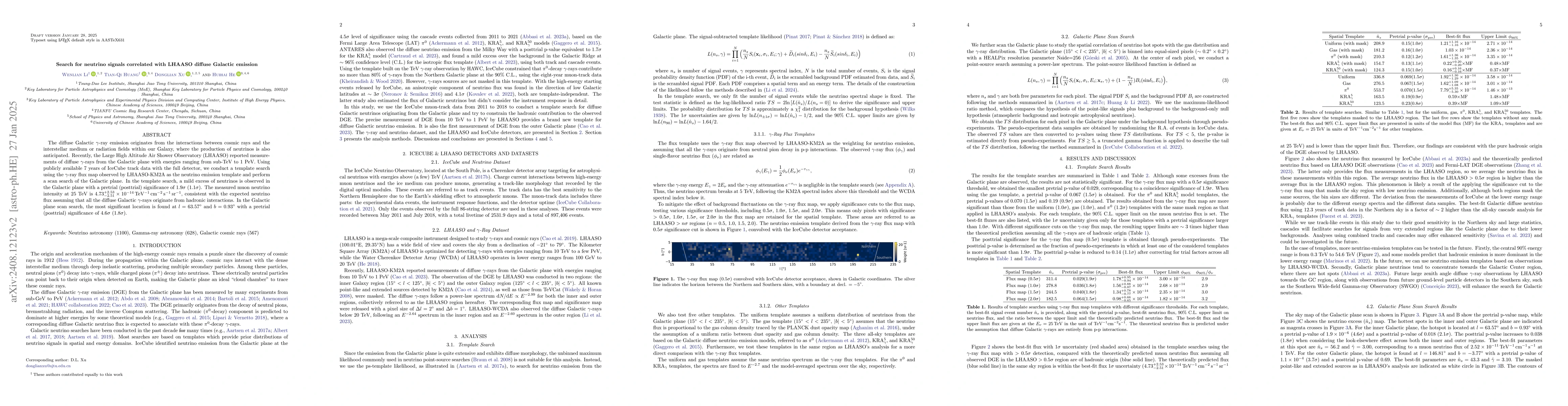 Thumbnail for Search for neutrino signals correlated with LHAASO diffuse Galactic
  emission