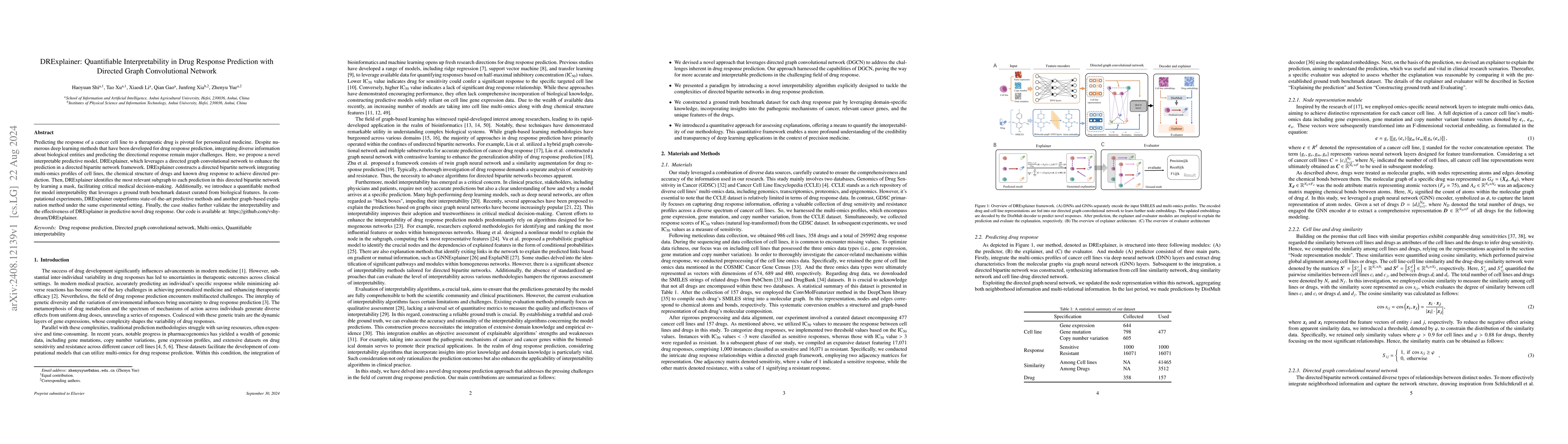 Thumbnail for DRExplainer: Quantifiable Interpretability in Drug Response Prediction
  with Directed Graph Convolutional Network