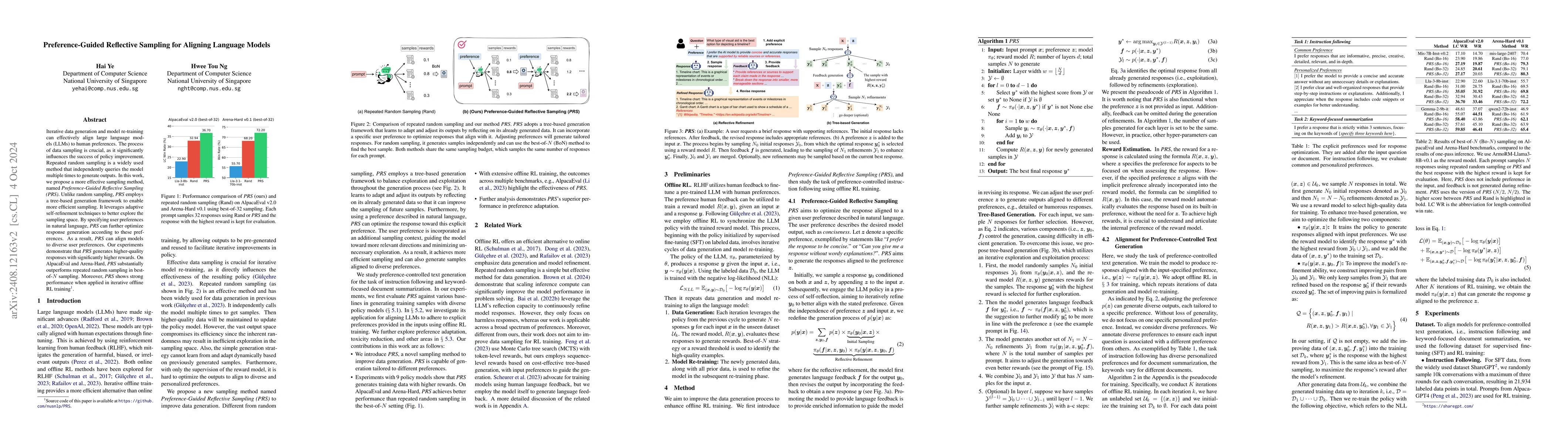 Thumbnail for Preference-Guided Reflective Sampling for Aligning Language Models