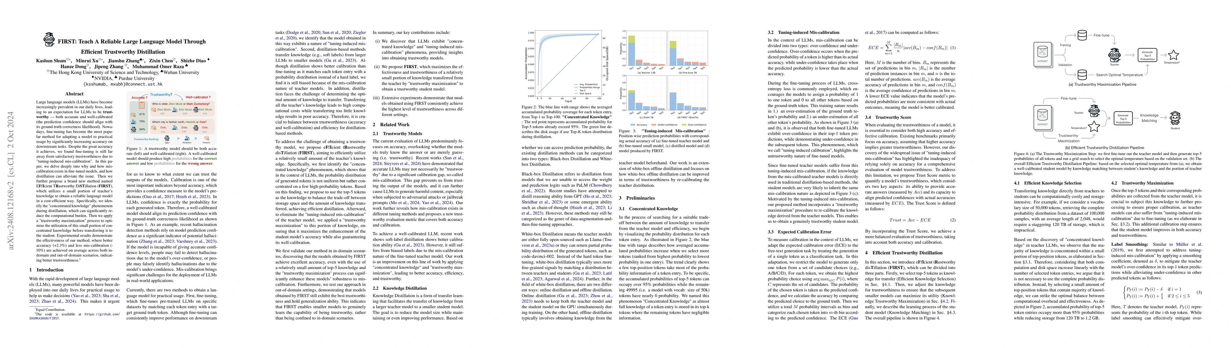 Thumbnail for FIRST: Teach A Reliable Large Language Model Through Efficient
  Trustworthy Distillation