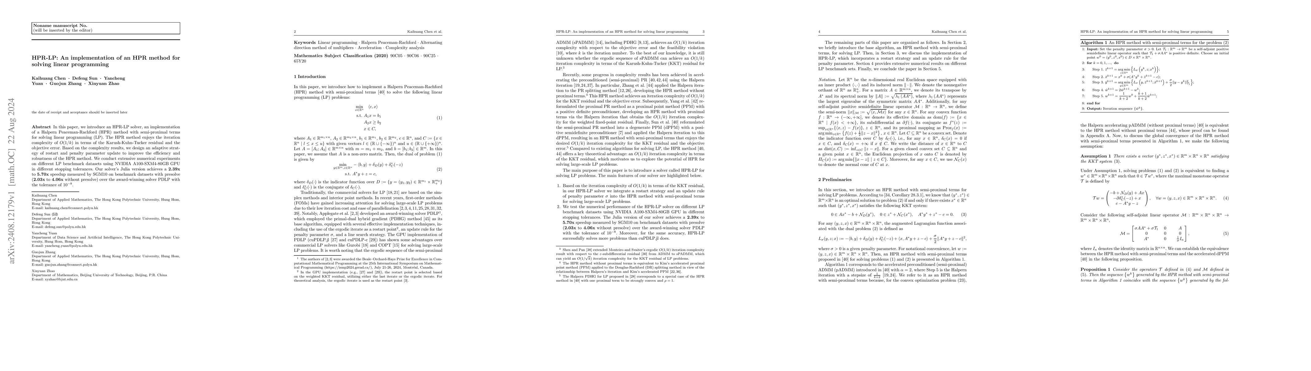 Thumbnail for HPR-LP: An implementation of an HPR method for solving linear
  programming