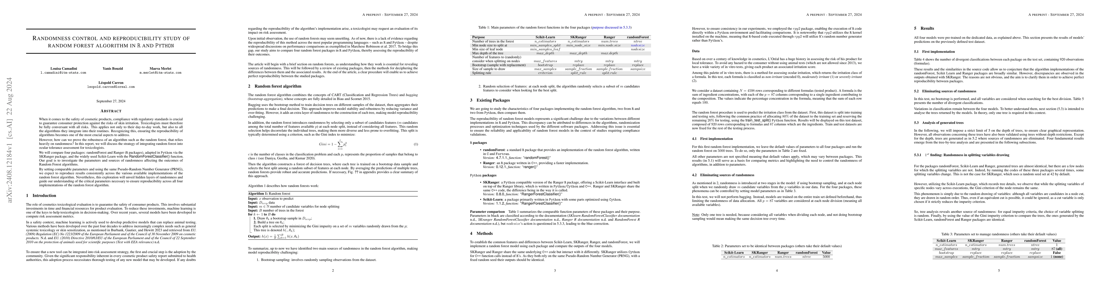Thumbnail for Randomness control and reproducibility study of random forest algorithm
  in R and Python