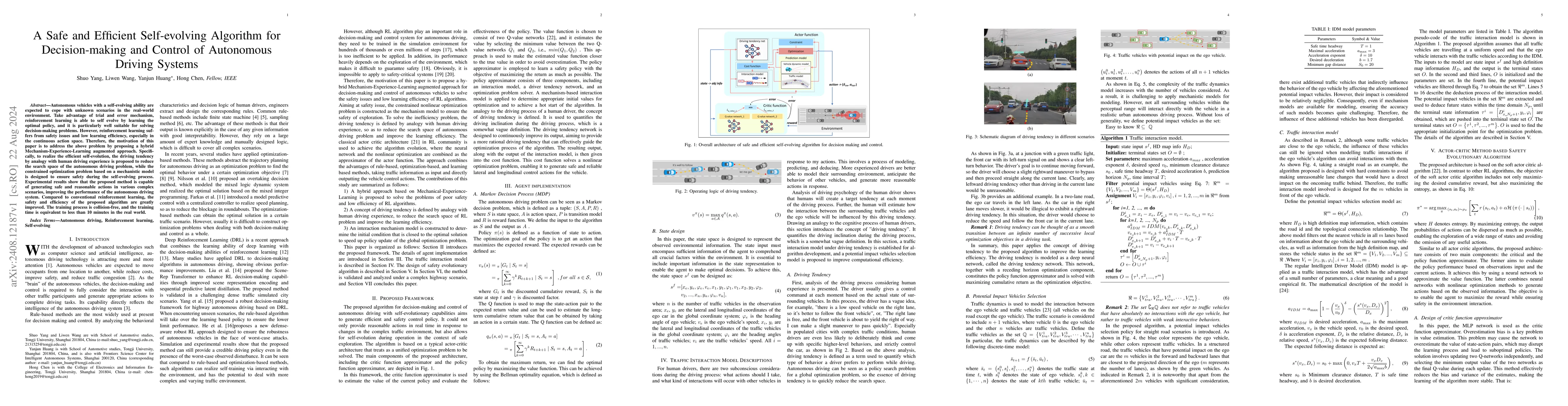 Thumbnail for A Safe and Efficient Self-evolving Algorithm for Decision-making and
  Control of Autonomous Driving Systems