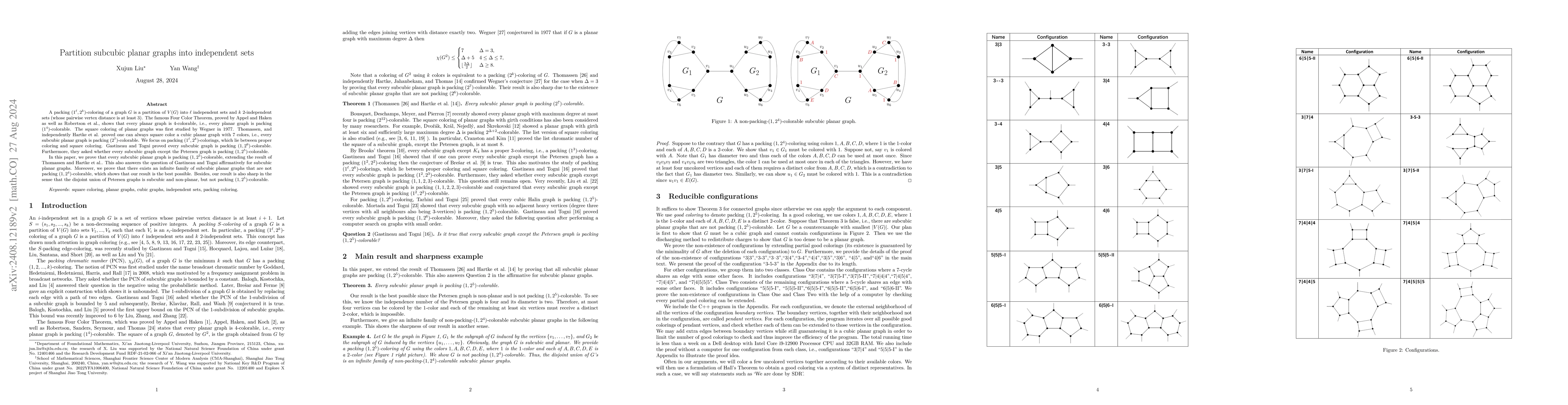 Thumbnail for Partition subcubic planar graphs into independent sets