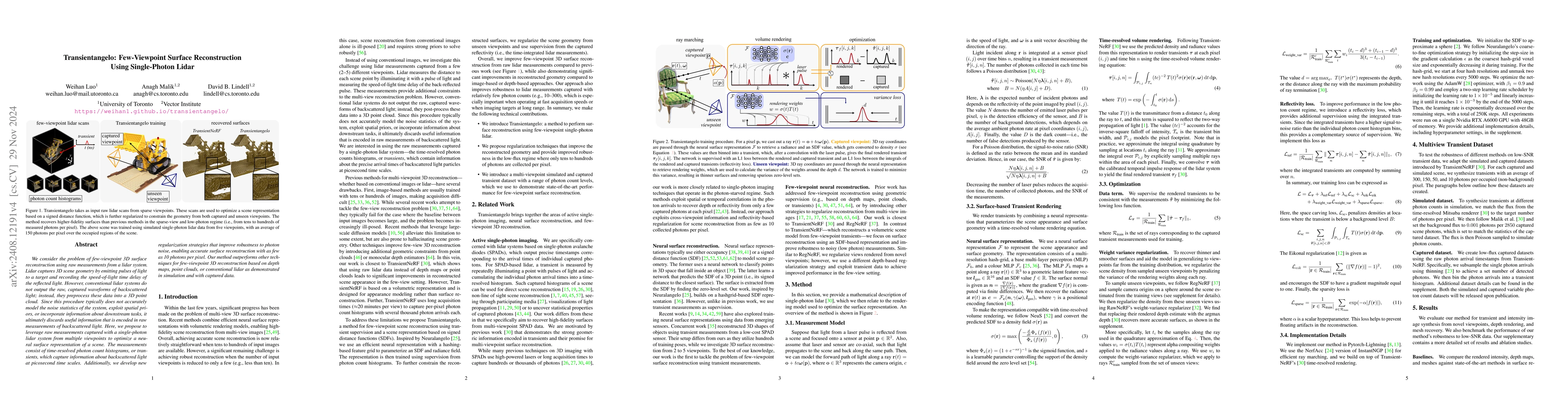 Thumbnail for Transientangelo: Few-Viewpoint Surface Reconstruction Using
  Single-Photon Lidar