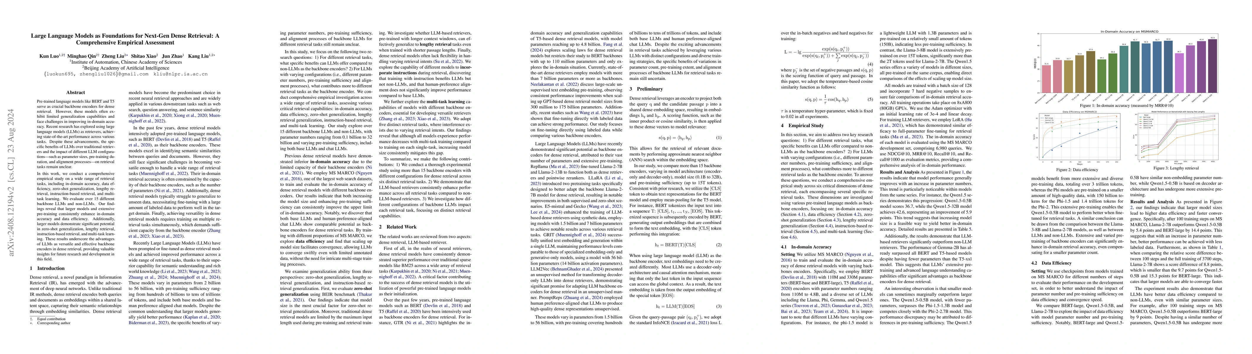 Thumbnail for Large Language Models as Foundations for Next-Gen Dense Retrieval: A
  Comprehensive Empirical Assessment
