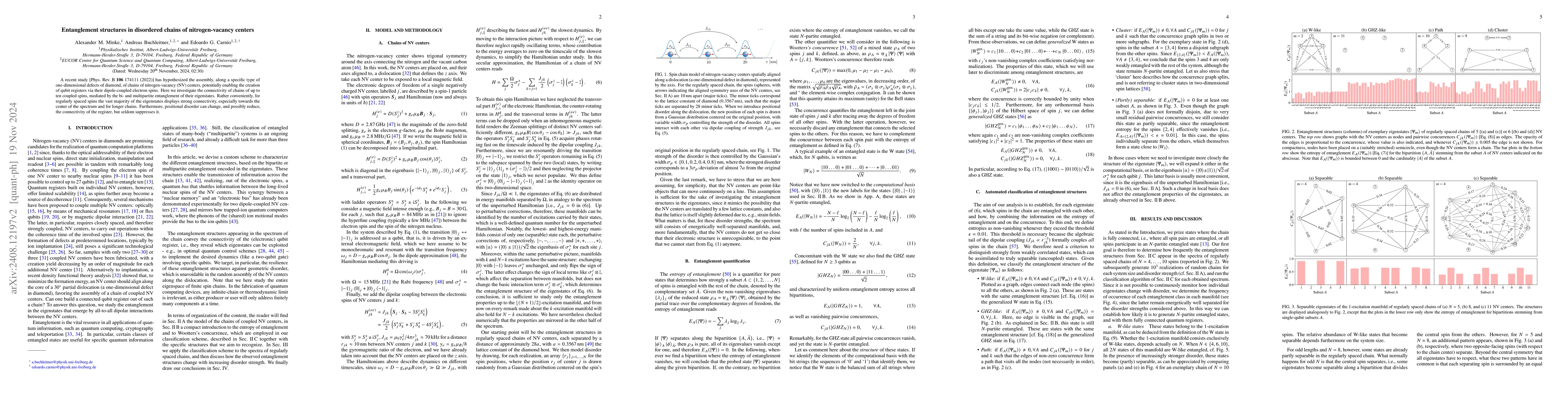 Thumbnail for Entanglement structures in disordered chains of nitrogen-vacancy centers