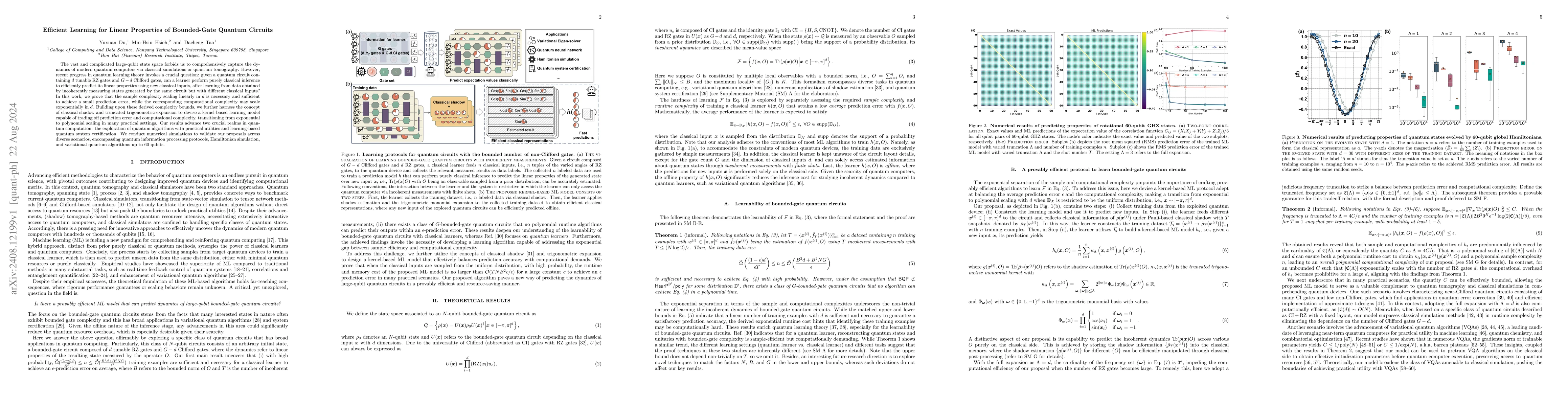 Thumbnail for Efficient Learning for Linear Properties of Bounded-Gate Quantum
  Circuits