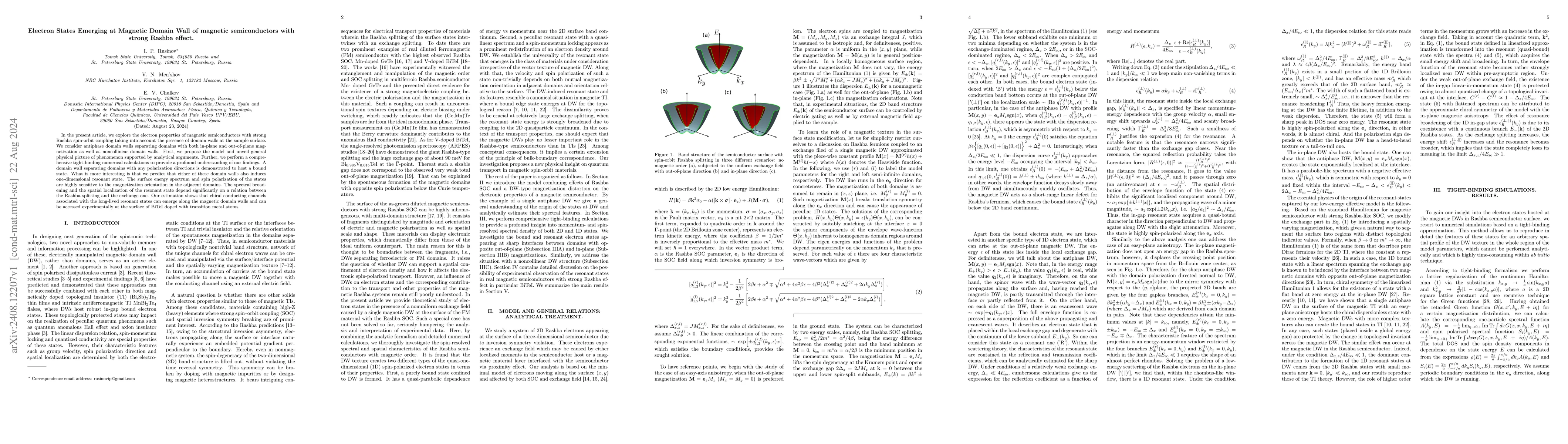 Thumbnail for Electron States Emerging at Magnetic Domain Wall of magnetic
  semiconductors with strong Rashba effect