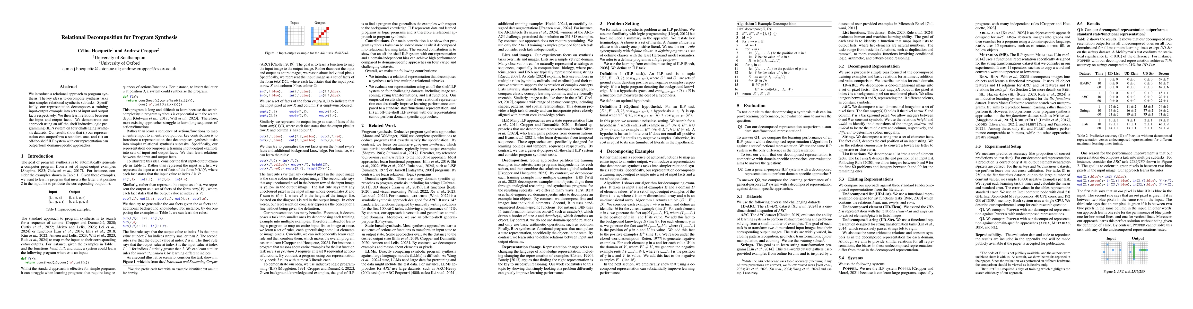 Thumbnail for Relational decomposition for program synthesis