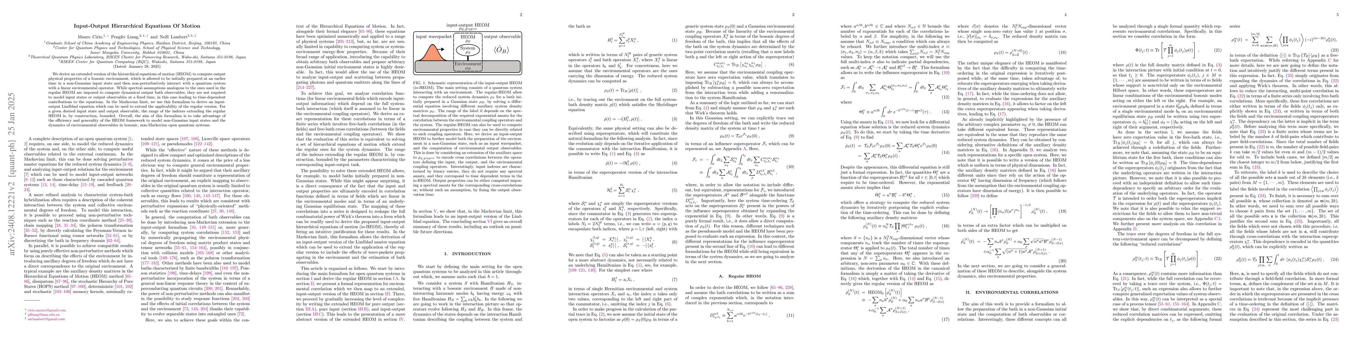 Thumbnail for Input-Output Hierarchical Equations Of Motion