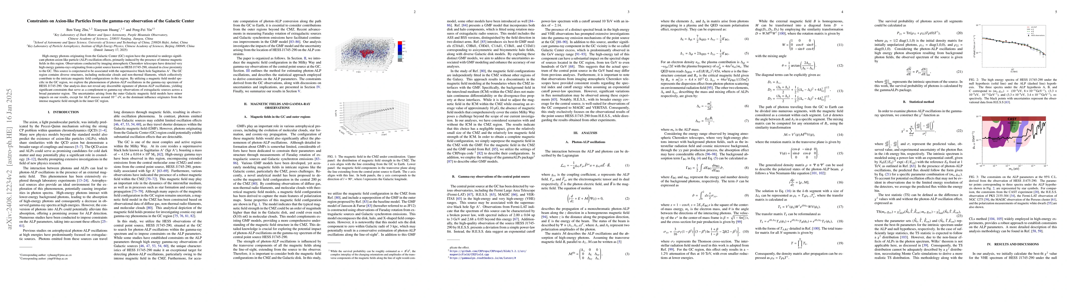 Thumbnail for Constraints on Axion-like Particles from the gamma-ray observation of
  the Galactic Center
