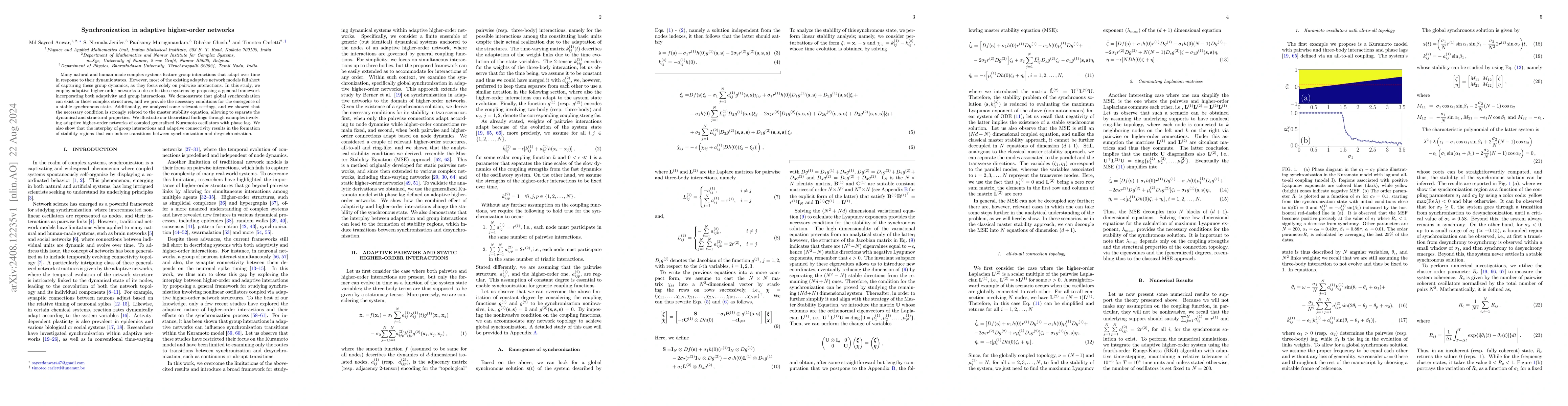 Thumbnail for Synchronization in adaptive higher-order networks