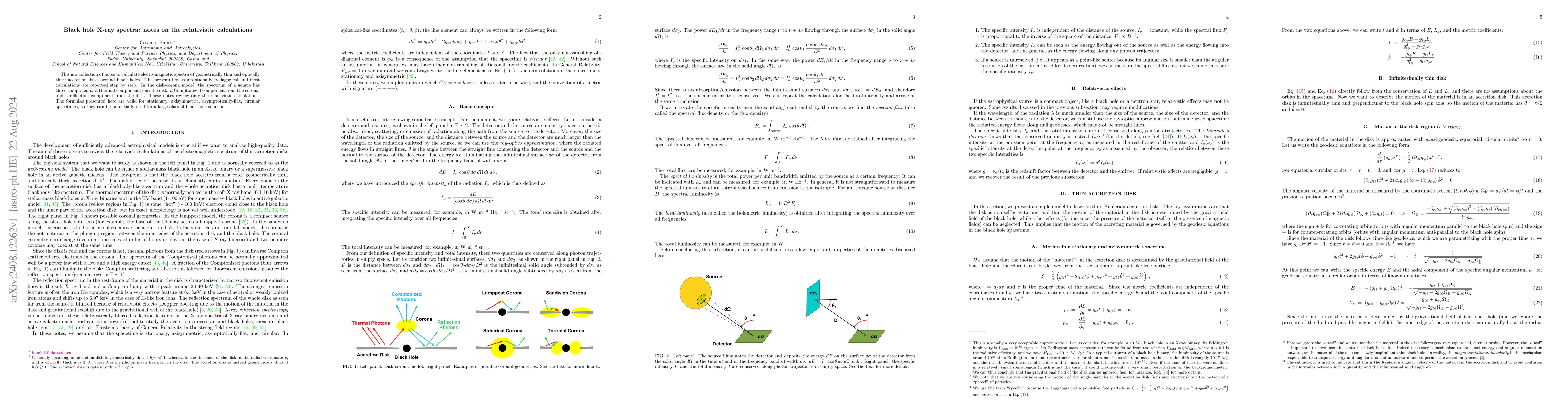 Thumbnail for Black hole X-ray spectra: notes on the relativistic calculations