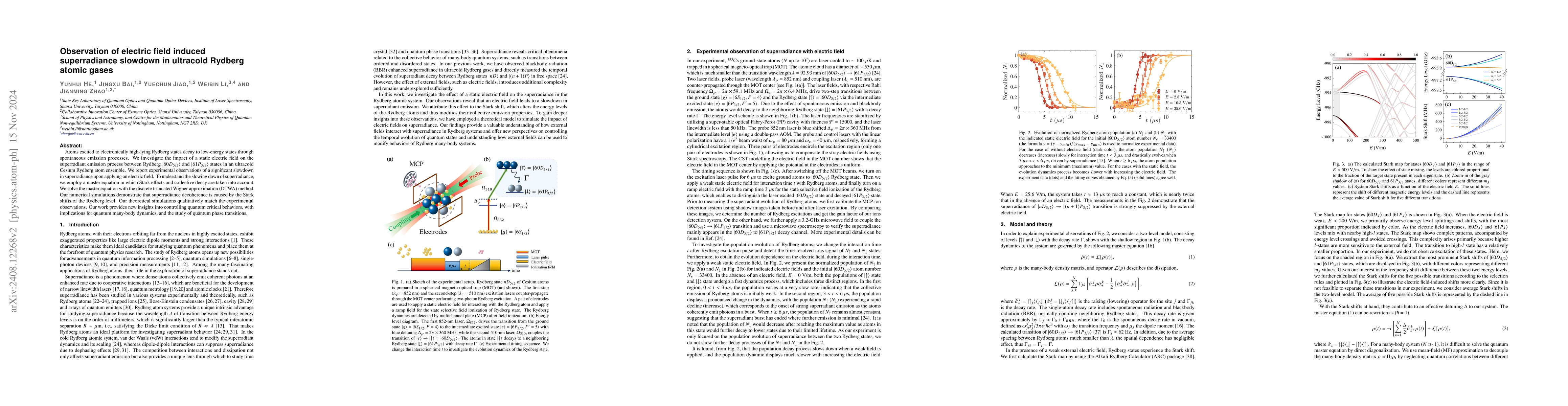Thumbnail for Observation of electric field induced superradiance slowdown in
  ultracold Rydberg atomic gases