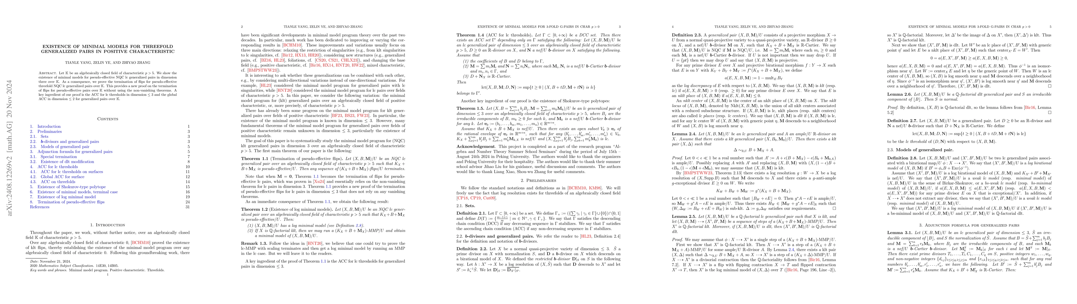 Thumbnail for Existence of minimal models for threefold generalized pairs in positive
  characteristic