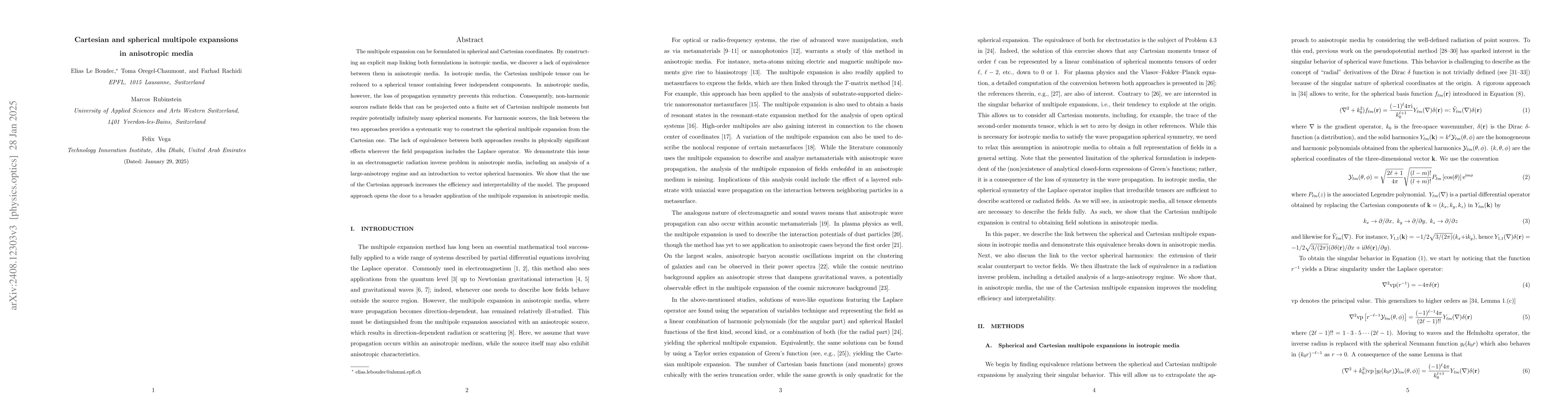 Thumbnail for Cartesian and spherical multipole expansions in anisotropic media