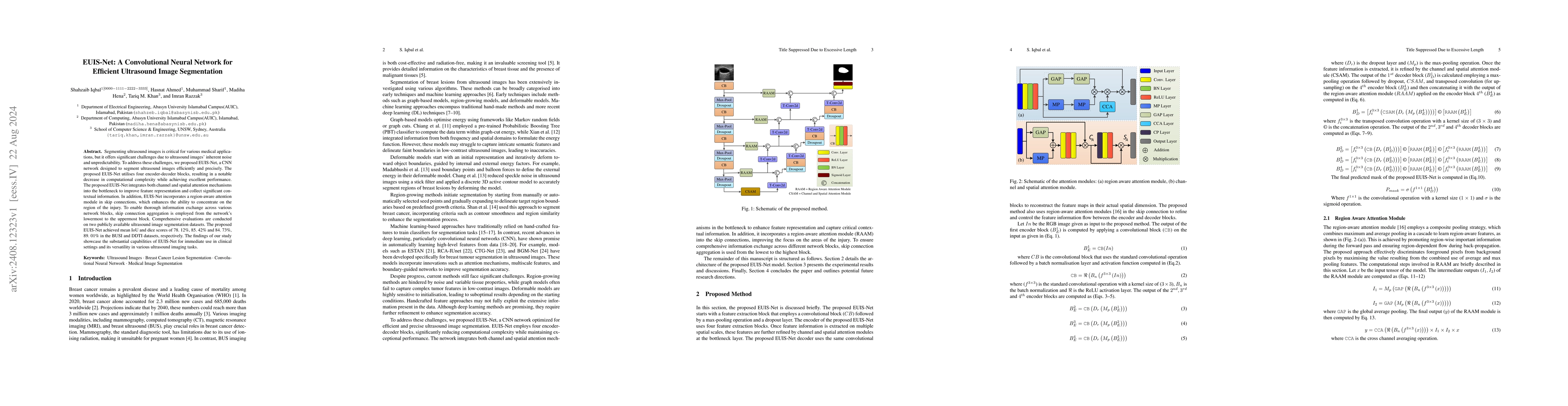 Thumbnail for EUIS-Net: A Convolutional Neural Network for Efficient Ultrasound Image
  Segmentation