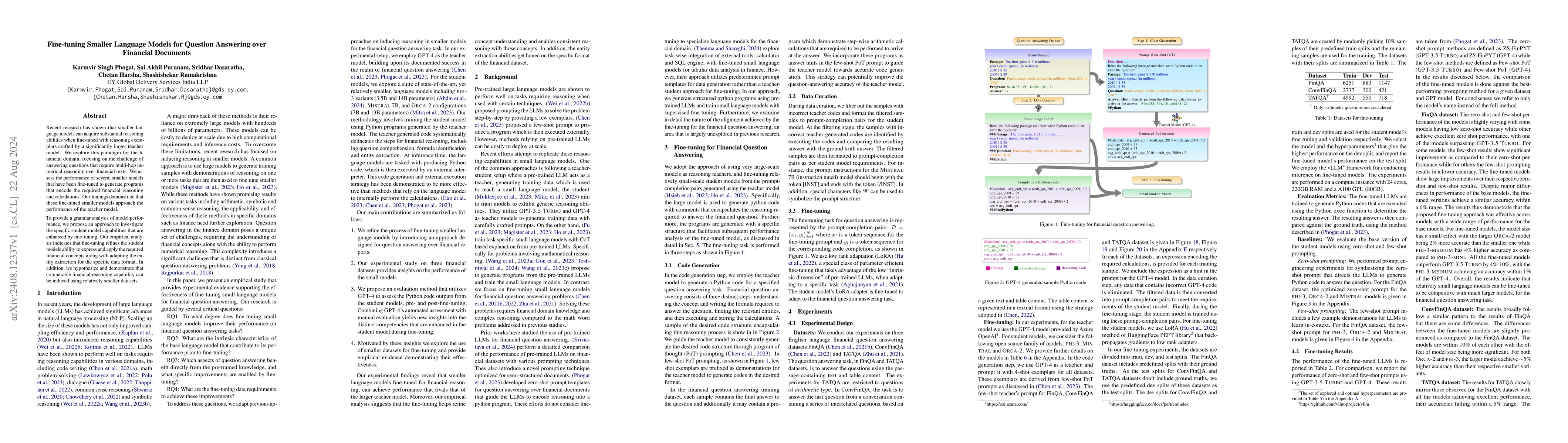 Thumbnail for Fine-tuning Smaller Language Models for Question Answering over
  Financial Documents