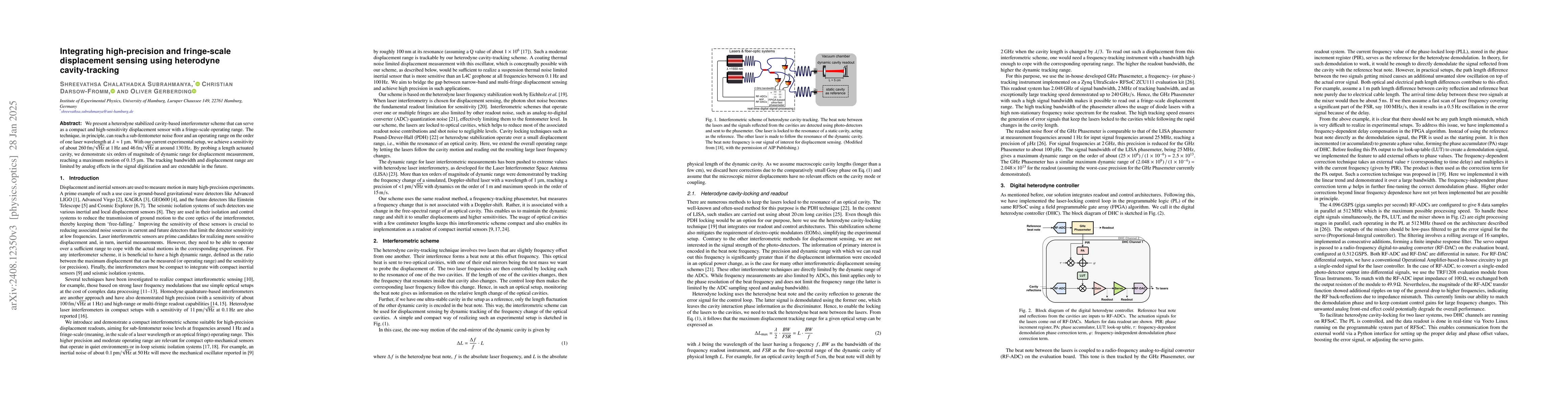 Thumbnail for Integrating high-precision and fringe-scale displacement sensing using
  heterodyne cavity-tracking