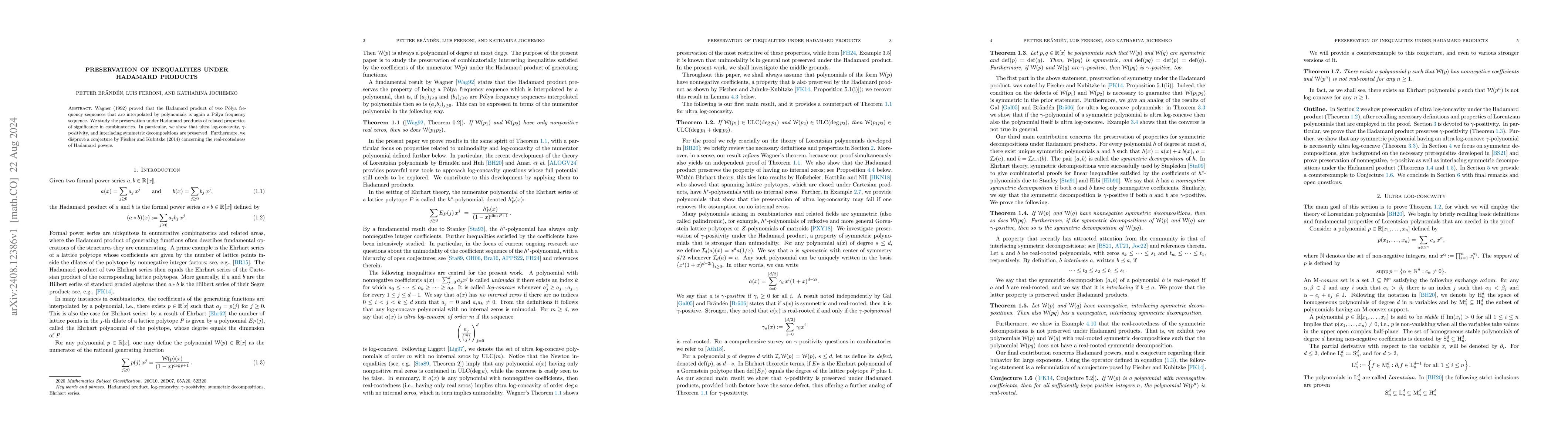 Thumbnail for Preservation of inequalities under Hadamard products
