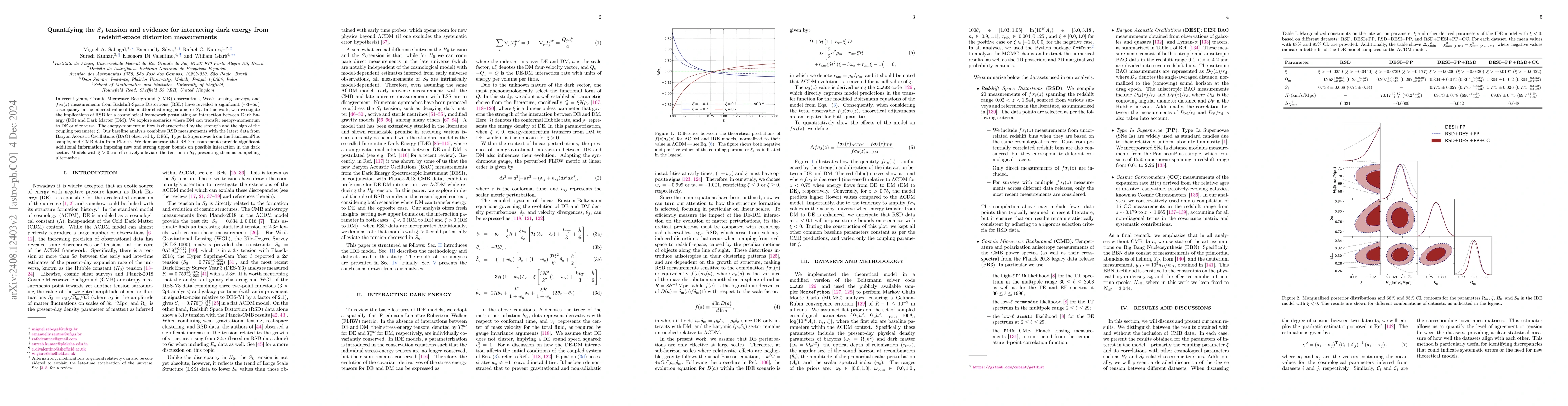Thumbnail for Quantifying the $S_8$ tension and evidence for interacting dark energy
  from redshift-space distortion measurements