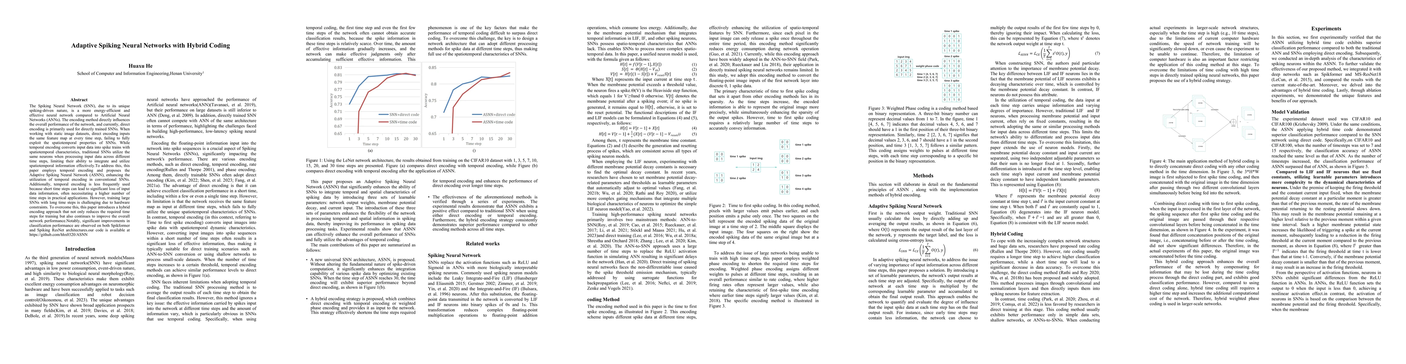 Thumbnail for Adaptive Spiking Neural Networks with Hybrid Coding