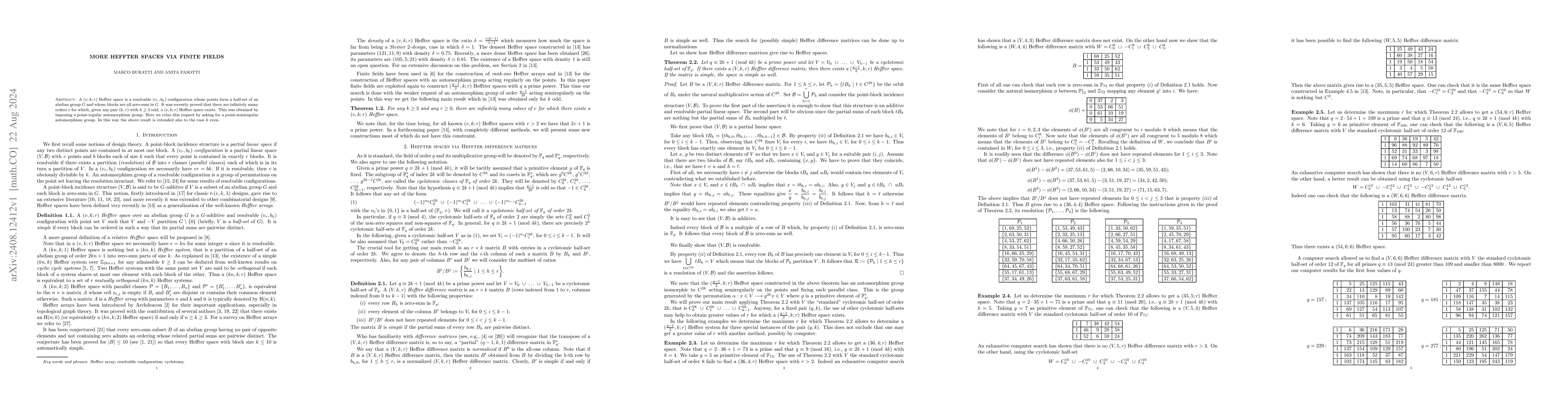 Thumbnail for More Heffter Spaces via finite fields