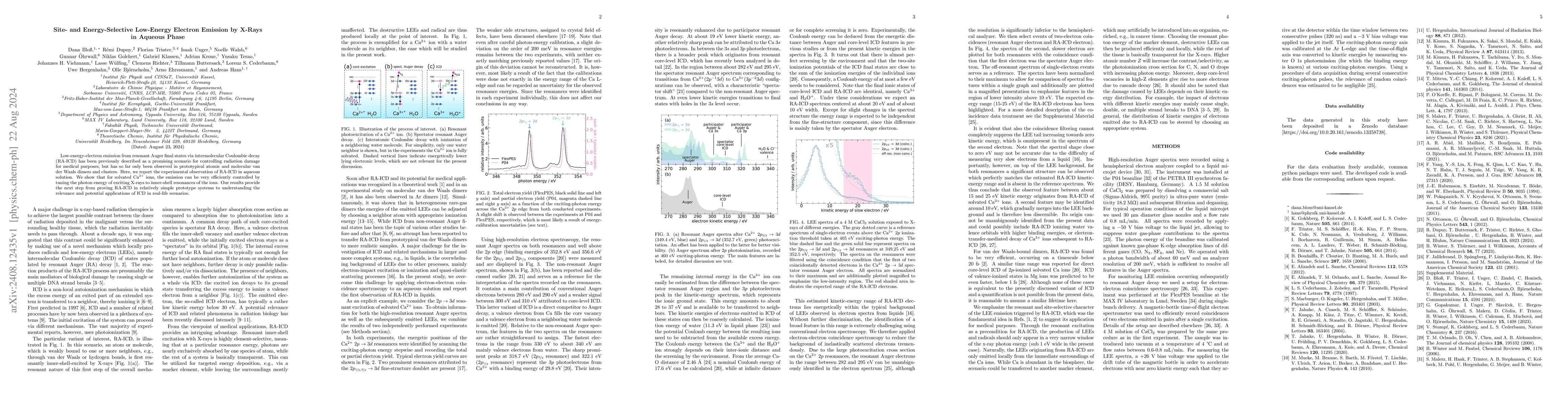 Thumbnail for Site- and Energy-Selective Low-Energy Electron Emission by X-Rays in
  Aqueous Phase