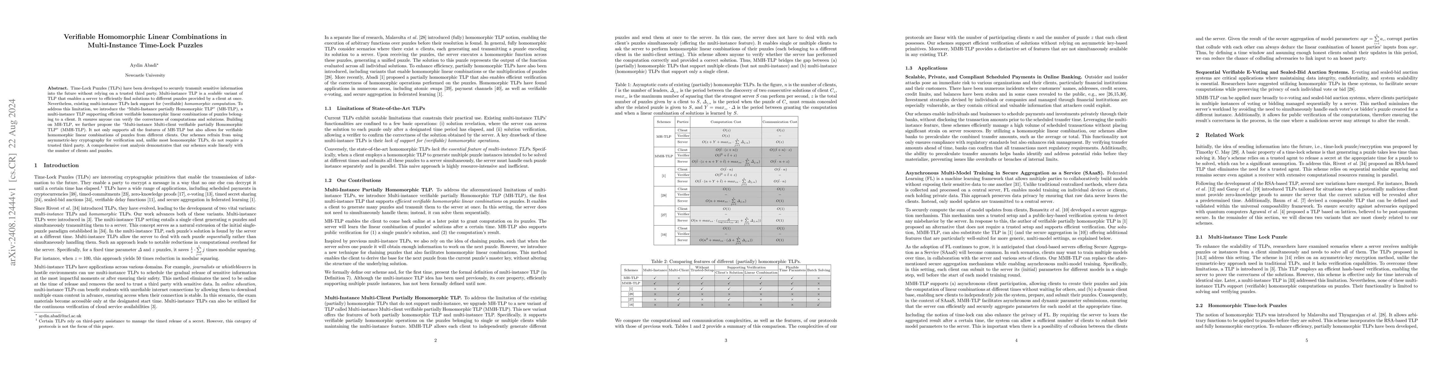 Thumbnail for Verifiable Homomorphic Linear Combinations in Multi-Instance Time-Lock
  Puzzles