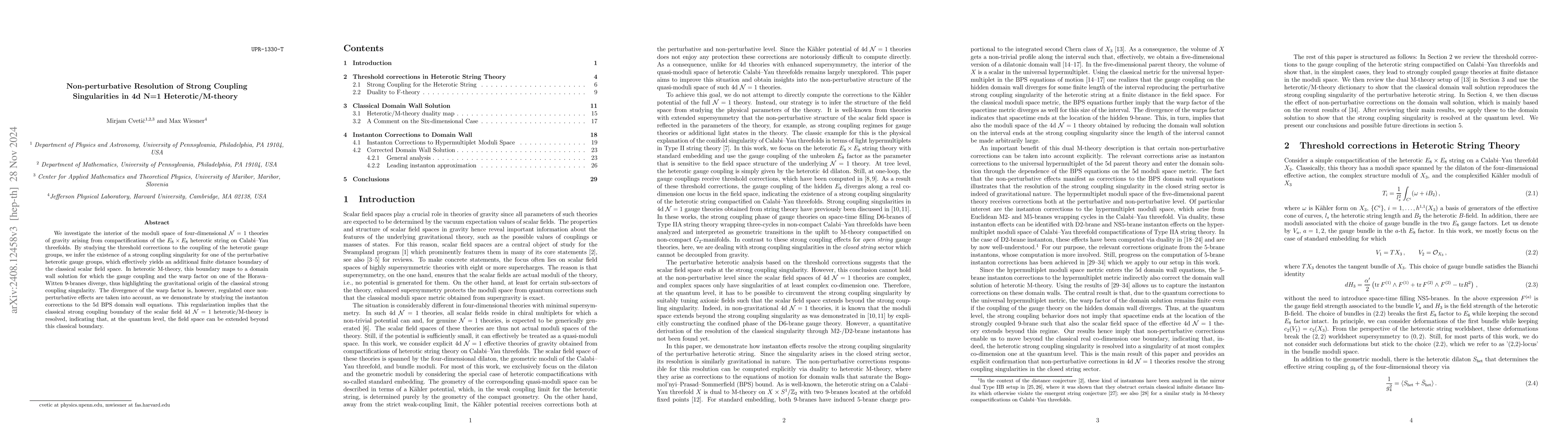 Thumbnail for Non-perturbative Resolution of Strong Coupling Singularities in 4d N=1
  Heterotic/M-theory