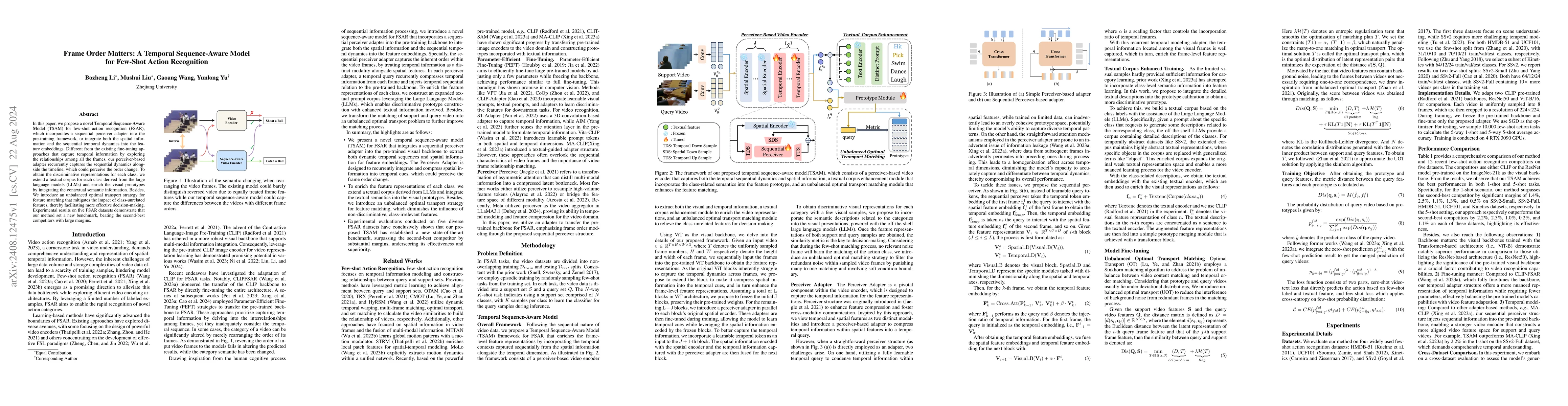 Thumbnail for Frame Order Matters: A Temporal Sequence-Aware Model for Few-Shot Action
  Recognition
