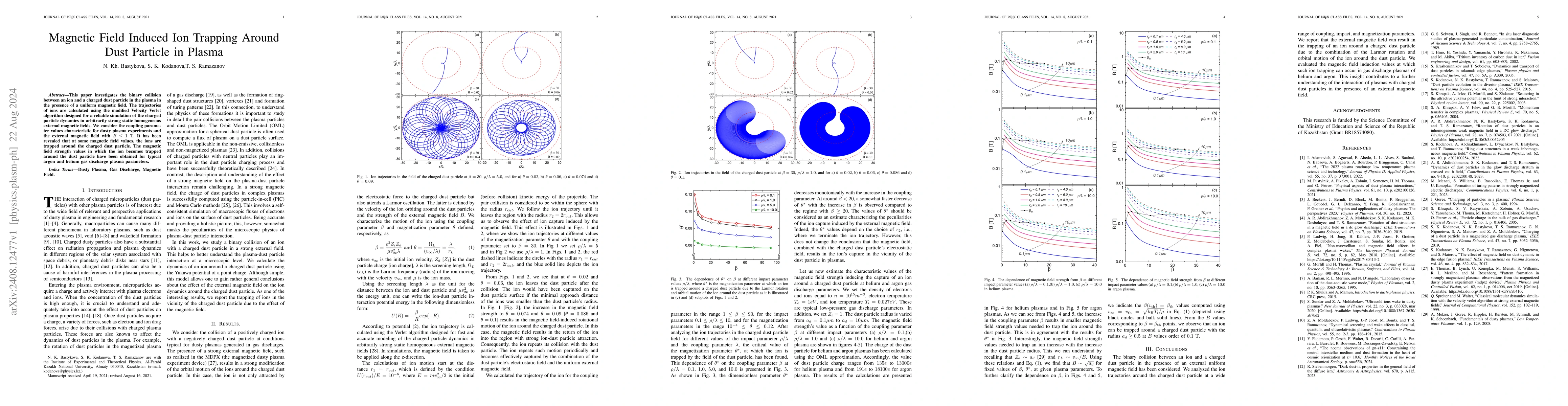 Thumbnail for Magnetic Field Induced Ion Trapping Around Dust Particle in Plasma