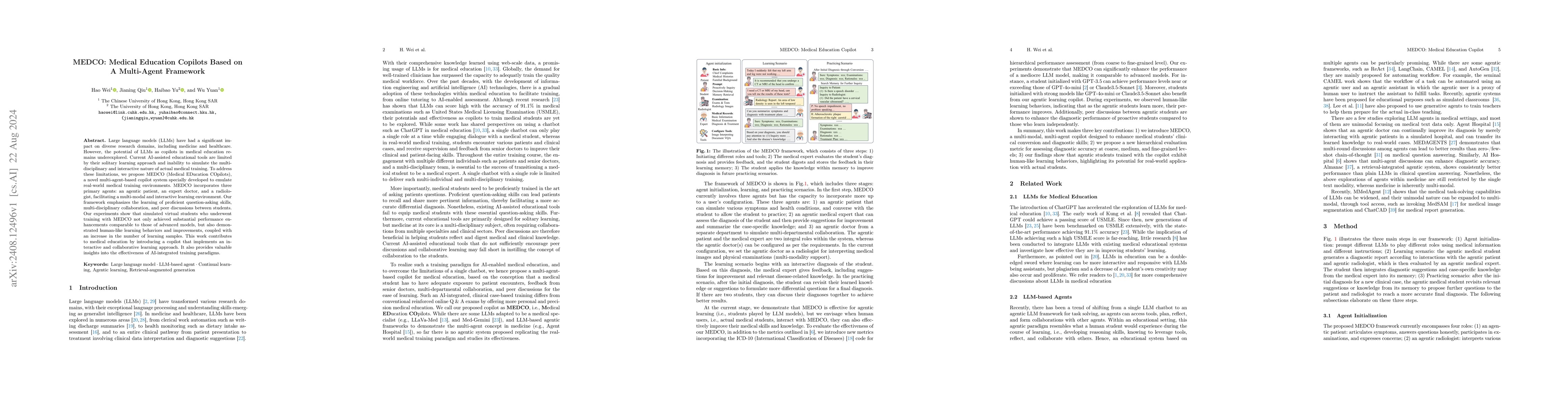 Thumbnail for MEDCO: Medical Education Copilots Based on A Multi-Agent Framework